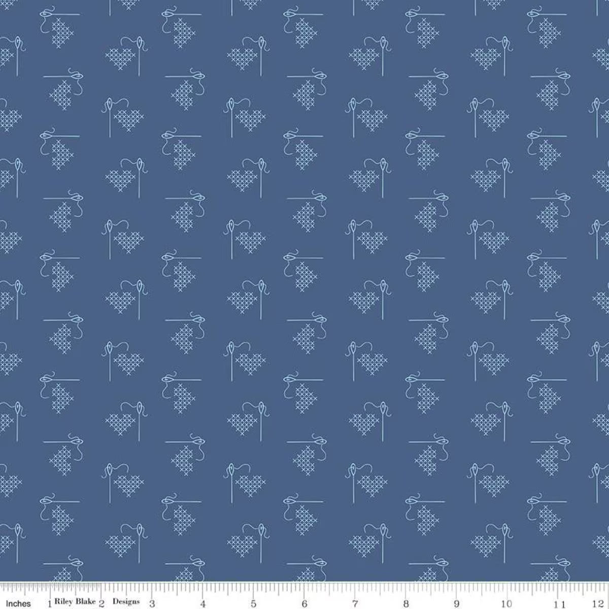 Bee Basics Hearts Blue Lori Holt for Riley Blake Designs