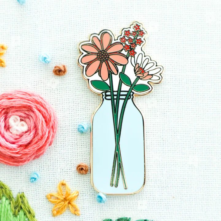 Mason Jar Vase Magnetic Needle Minder by Flamingo Toes
