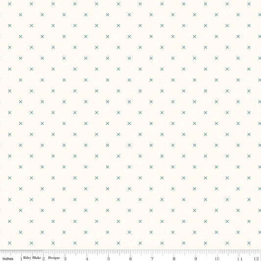 Bee Cross Stitch on Cloud Jade by Lori Holt