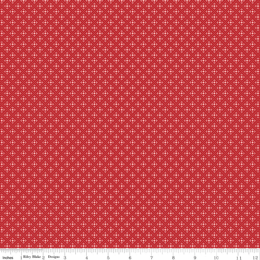 Bee Dots Sestina Schoolhouse Red Lori Holt for Riley Blake Designs
