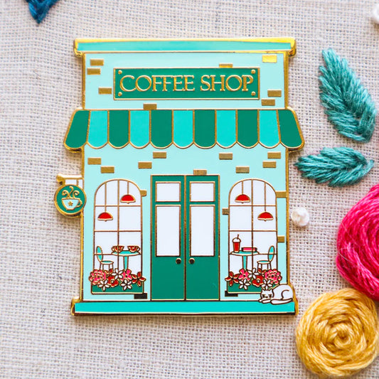 Coffee Shop Main Street Magnetic Needle Minder by Flamingo Toes