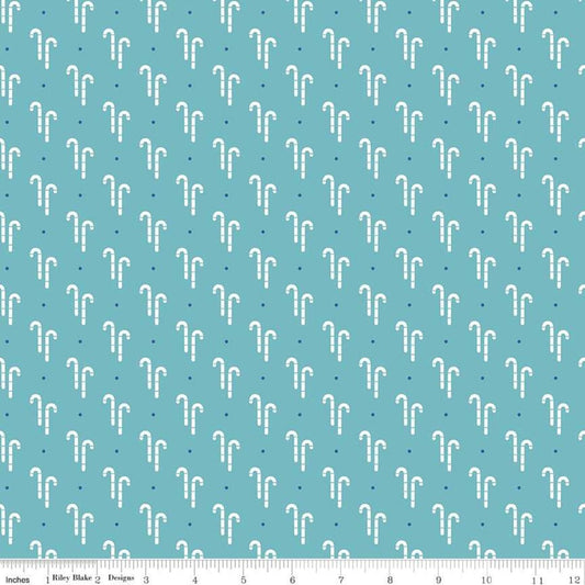 Cozy Christmas Candy Cane Blue Lori Holt for Riley Blake Designs