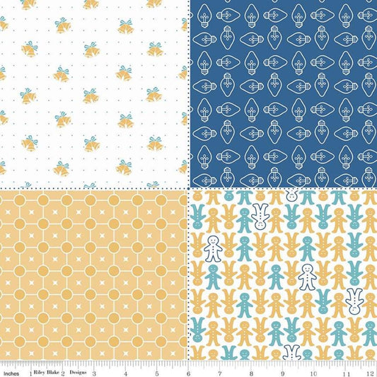 Cozy Christmas Fat Quarter Panel Navy Lori Holt for Riley Blake Designs