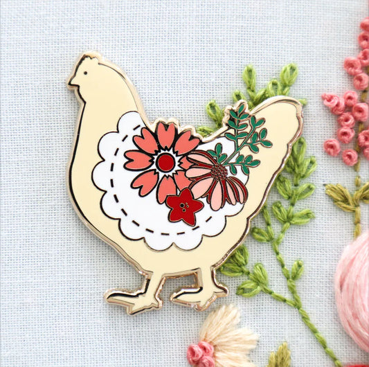 Farmhouse Floral Chicken Magnetic Needle Minder by Flamingo Toes