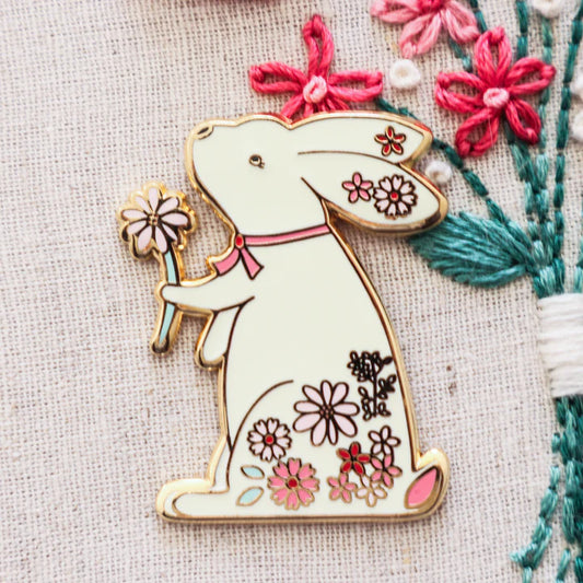 Floral Bunny Magnetic Needle Minder by Flamingo Toes