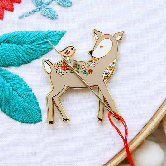 Floral Deer Magnetic Needle Minder by Flamingo Toes
