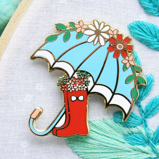 Floral Umbrella and Boots Magnetic Needle Minder by Flamingo Toes