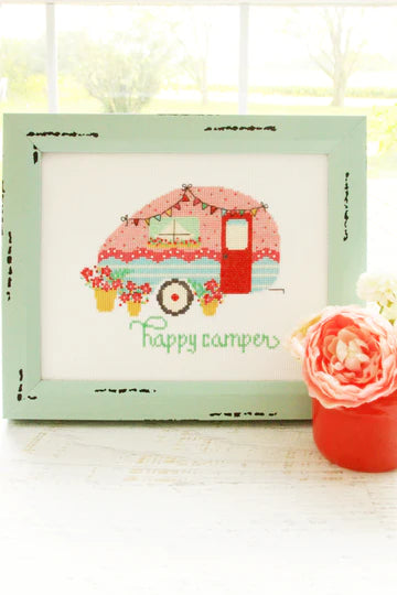 Happy Camper Cross Stitch Paper Pattern by Flamingo Toes