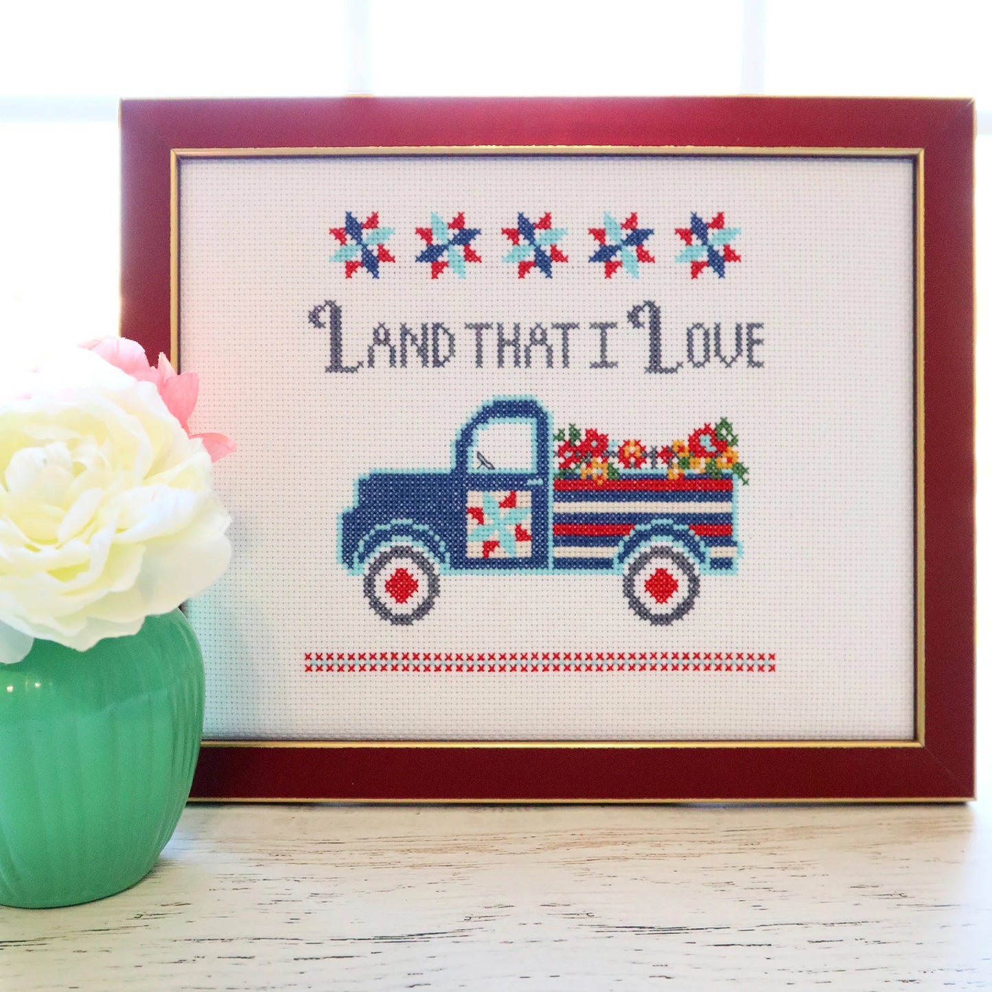 Land That I Love Cross Stitch Paper Pattern by Flamingo Toes
