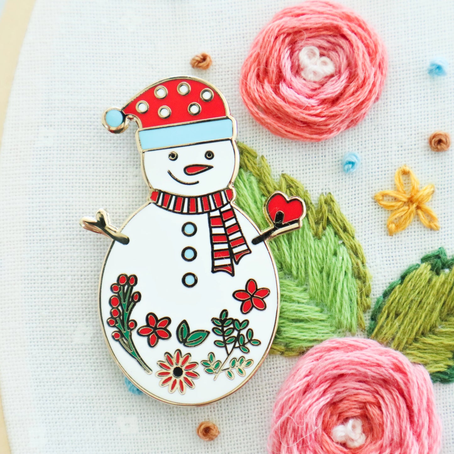 Sweet Snowman Magnetic Needle Minder by Flamingo Toes