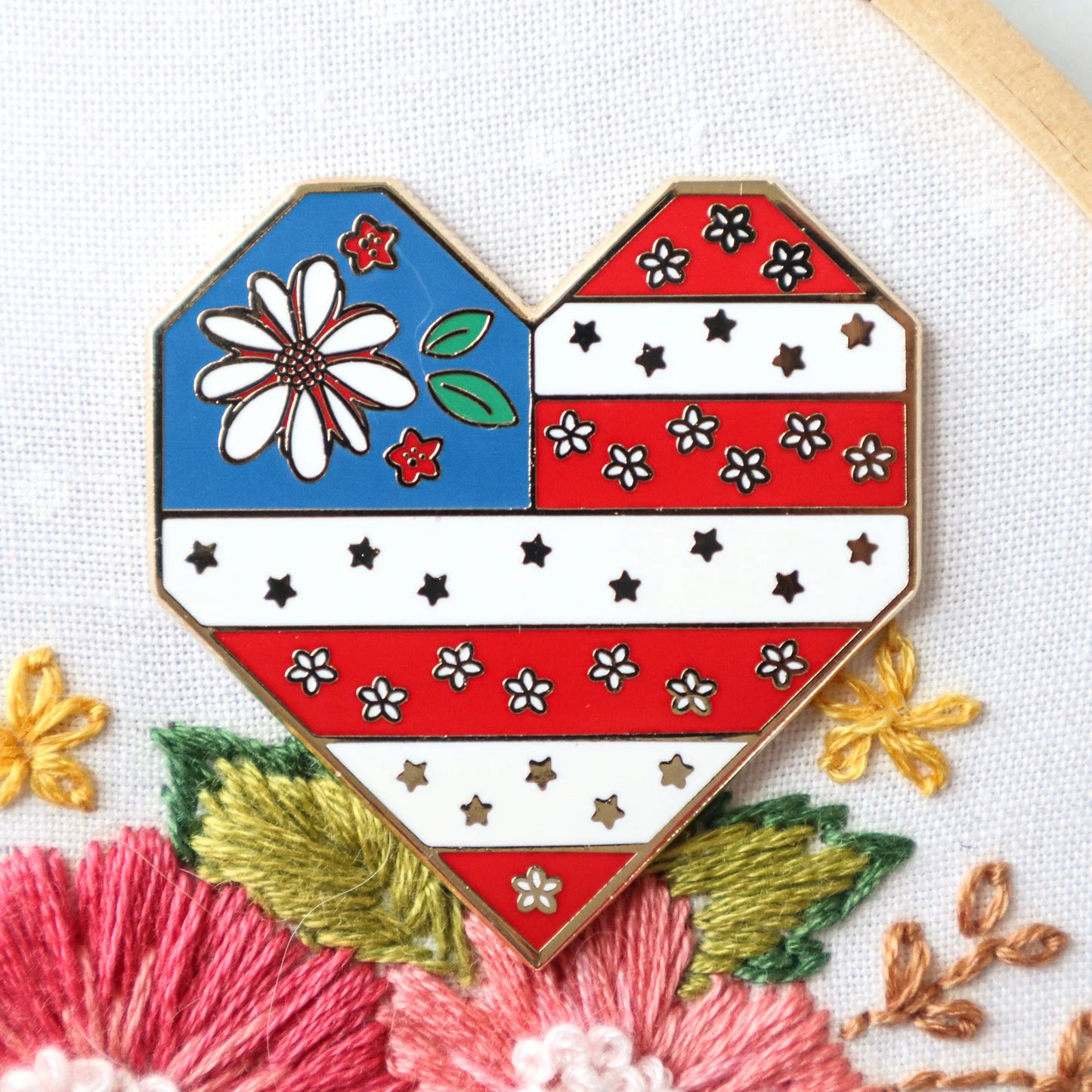 Sweet Freedom Heart Flag Needle Minder by Flamingo Toes