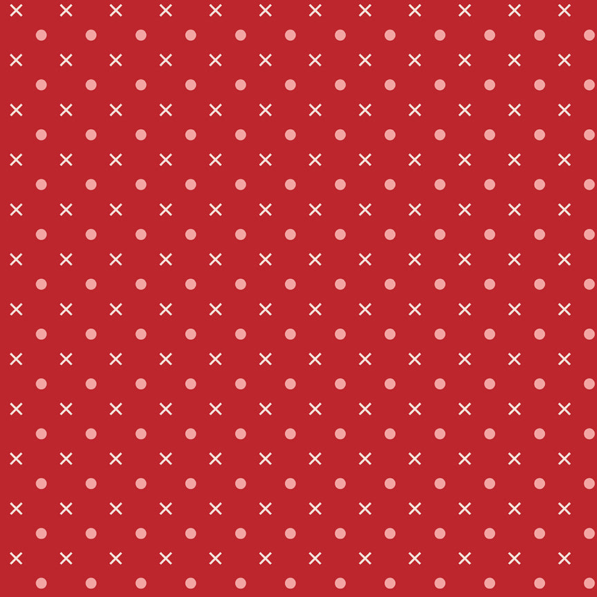 Bee Dots Schoolhouse Red 108" Wide Yardage Lori Holt