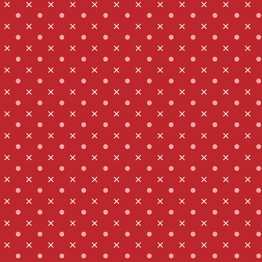 Bee Dots Schoolhouse Red 108" Wide Yardage Lori Holt
