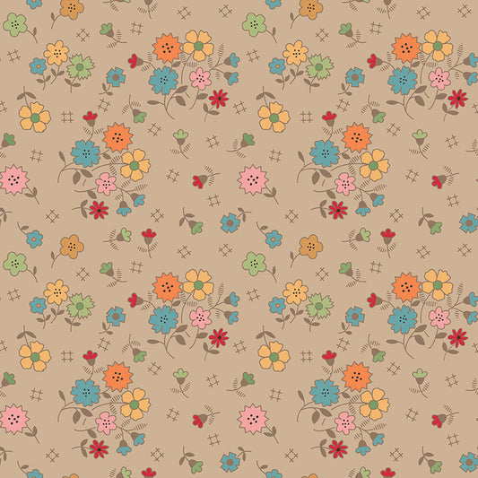Autumn Floral Tea Dye 108" Wide Yardage Lori Holt