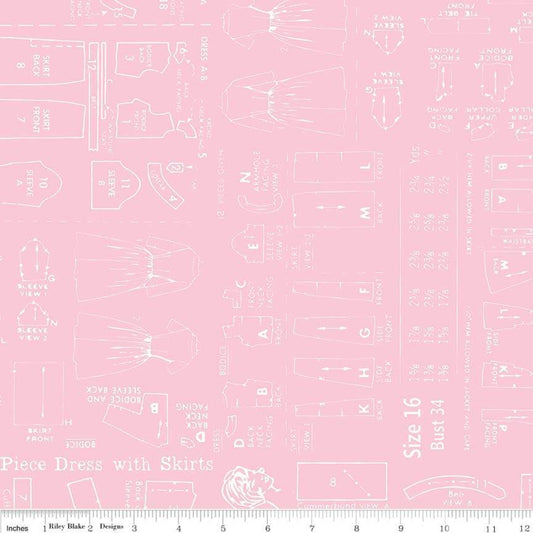 Bee Backings & Borders Pattern Pink 108" Wide Yardage Lori Holt