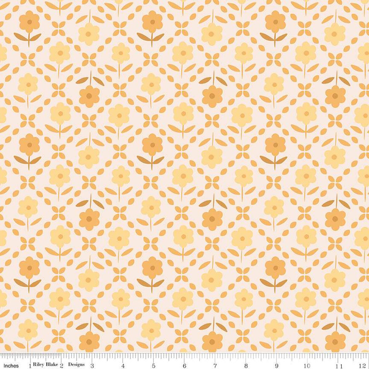 Bee Plaids Zinnias Marigold 108" Wide Yardage Lori Holt