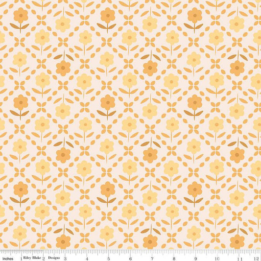 Bee Plaids Zinnias Marigold 108" Wide Yardage Lori Holt