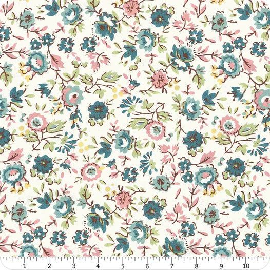 Piece & Plenty Floral Latte 108" Wide Yardage Lori Holt