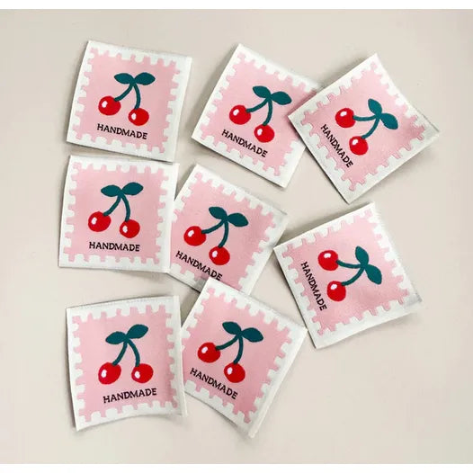 Cherry on Pink Premium Woven Sew In Labels Minki Kim