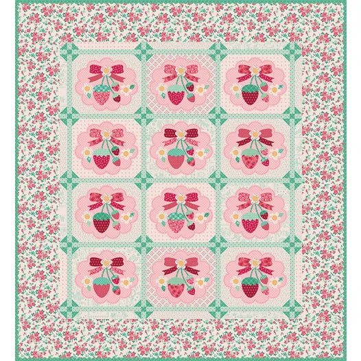 Strawberry Crush Sew Along Quilt Kit Featuring Berry & Sage by Lori Holt