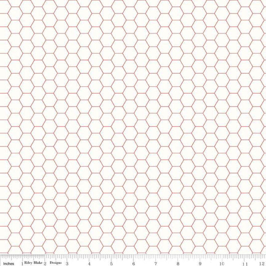 Bee Backgrounds Honeycomb Red Lori Holt for Riley Blake Designs