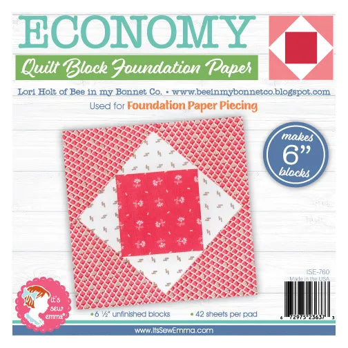 6" Economy Quilt Block Foundation Paper Lori Holt of Bee in my Bonnet for It's Sew Emma